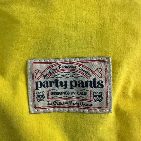 Party Pants Swim Shorts trunks men’s medium yellow 6” inseam palm tree - Picture 3 of 5